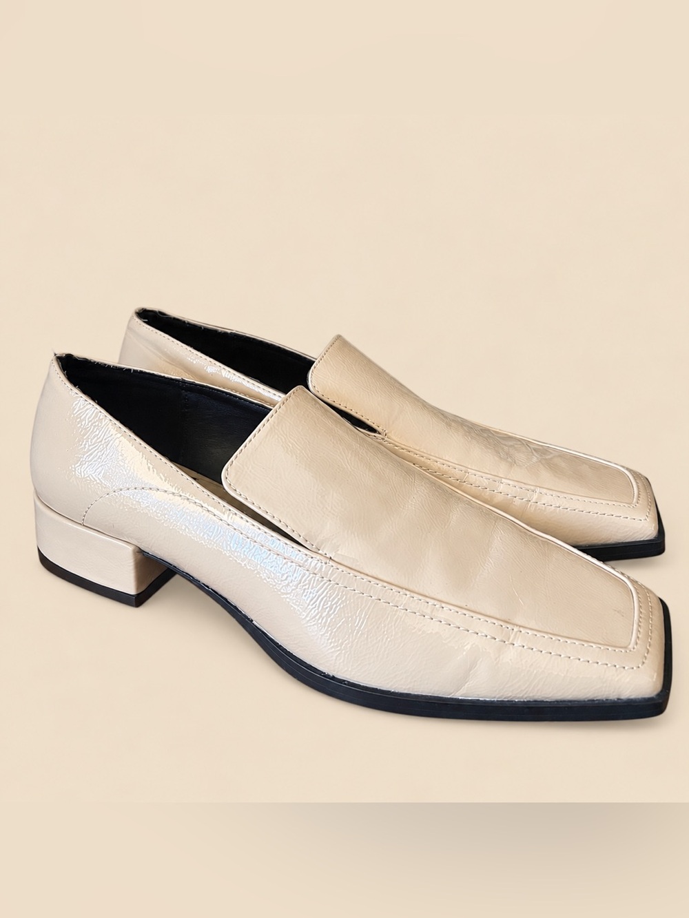 Minimalist Patent Square Toe Loafers Zara 37 6.5